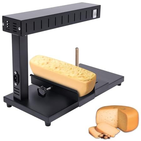 HmLotd Derretidor de Queso Máquina de raclette eléctrica Comercial Fabricante de Platos suizos Calentador de fusión Demi Ángulo Ajustable para Media Rueda de Queso Nacho Queso en rodajas