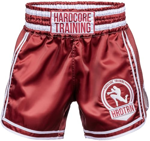 Hardcore Training Muay Thai Pantaloncini Uomo Boxing Shorts Nero Bianco Rosso Blu Camo Kickboxing Boxe Combattimento MMA Sparring