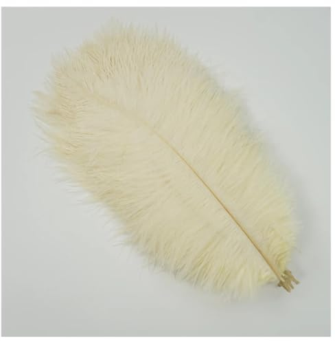 GreatRise Lot de 100 plumes d'autruche naturelles douces - 15-20 cm - Pour mariage, Halloween, décoration de table - Beige