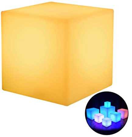 jiingekk Square Seat, Glowing Cube Square Stool LED Light Cube for Seat Chair Waterproof Rechargeable - 20