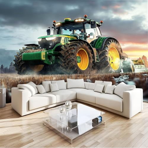 Générique Papier Peint Intissé 200 x 140 cm Tracteur Agricole De CampagneDécoration Murale Poster Tableaux Muraux Tapisserie Photo Trompe l'oeil, Lumière, Pour Salon Chambre Chambre D'Enfan Murale