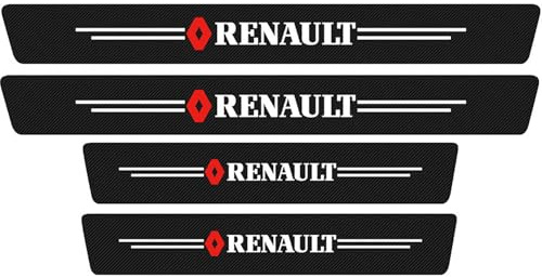 4pcs Protecteur De Seuil Porte De Voiture pour Renault, Fibre De Carbone Film Protecteur De Seuil Autocollants Décoratifs De Protection De Peinture Antidérapant Anti-Rayures (Renault)