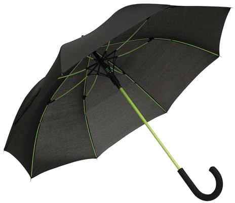 Stockschirm Automatik 103cm Damen, Herren Öffnung per Knopfdruck | Winddicht, Robust, Sturmfest gummierter Rundhakengriff