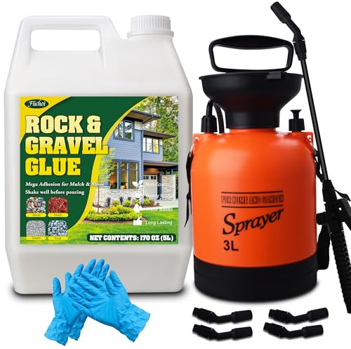 5 l grus med tryckspruta – grusfixare extra stark och frostbeständig, giftfri för grus stengrus, lämplig för landskapsarkitektur rabatter trädgårdsbana trä metall rostfritt stål keramik