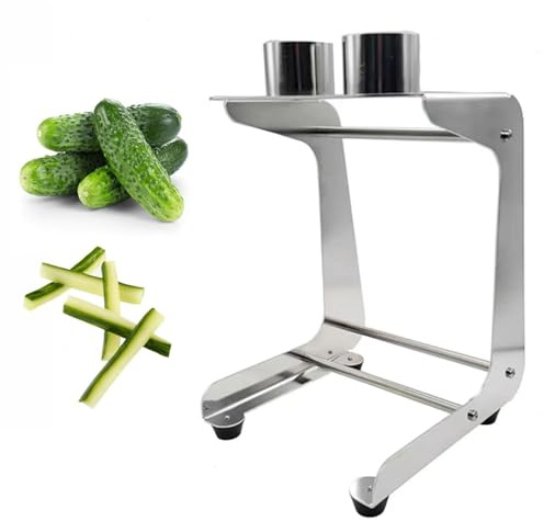 Máquina cortadora de pepinos comercial, cortador manual con 2 cuchillas, corta pepinos en tiras para cocinar, sushi y preparación de comidas