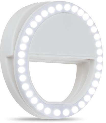 Selfie Ring Light,HONGDAYI Clip-on Selfie Light for Phone Camera 3-Level Brightness Small Mini LED Ring Light for Phone,Laptop,Computer,Tiktok,Photography,Video,Makeup (White)