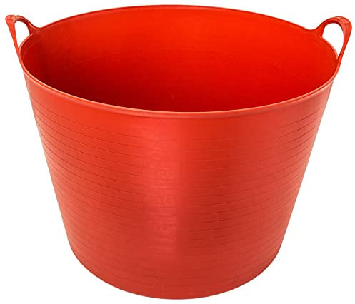 ADGO Elástico, contenedor flexible para casa, jardín, edificio, resistente, multiusos, cesto para la ropa sucia, cesta de almacenamiento para juguetes, sin tapa, cubo de almacenamiento (rojo, 55 L)