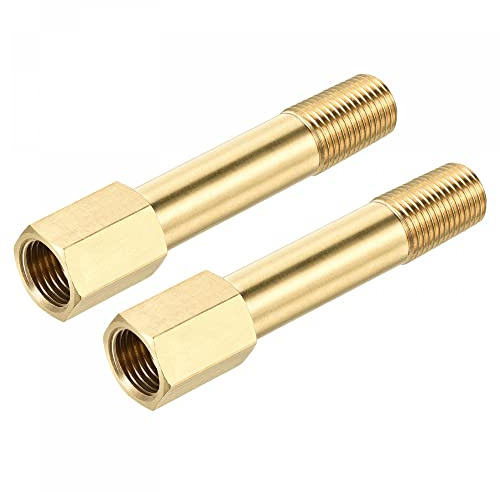 sourcing map Brass Pipe Fitting G1/4 Female to G1/4 Male Thread Adapter 75mm Length Extension Connector Hex Pipe Coupling 2 Pack
