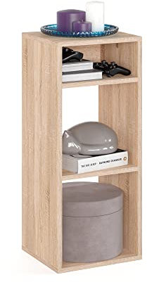 KOMTO Regal Sonoma Eiche - Bücherregal Klein Standregal Würfelregal Büroregal 33,8 х 30,7 х 80,4 cm Bücherschrank RIM2 für Kinderzimmer Regal Wohnzimmer