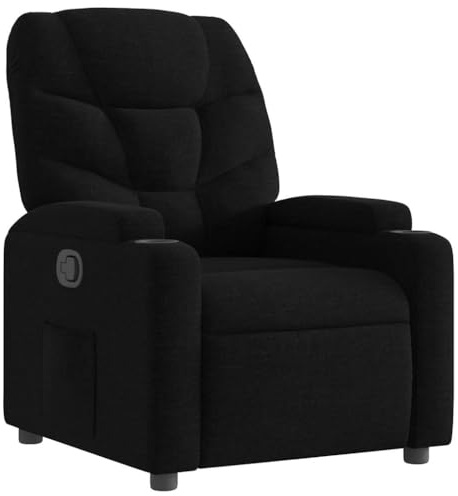 vidaXL Poltrona Reclinabile in Tessuto Nero, poltrona reclinabile, poltrona elettrica, poltrona singola, poltrona reclinante, poltrona