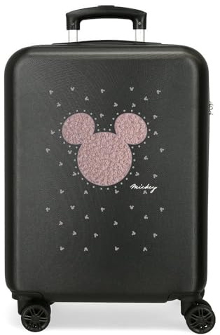 Disney Joumma Mickey Studs Valigia da cabina nera 38 x 55 x 20 cm Rigida ABS Chiusura a combinazione laterale 35 l 2 kg 4 ruote doppie bagaglio a mano, Nero, Valigia cabina