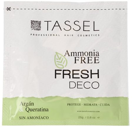 TASSEL Decoloración capilar SIN AMONIACO con Aceite de Argán y Keratina sobre 25 gr | Aclara hasta 9 tonos | Aclarado uniforme y cuidado del cabello | Decolorante pelo profesional