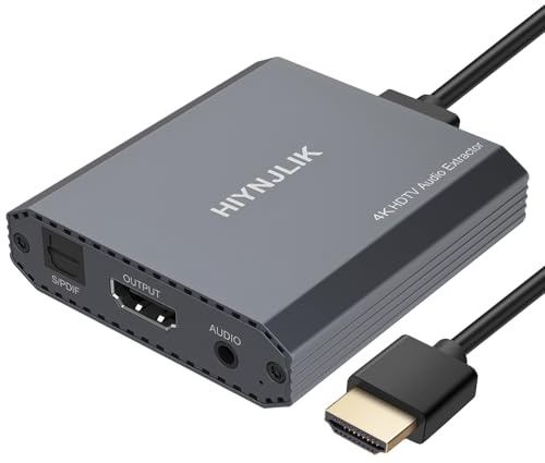 HIYNJLIK HDMI Audio Extractor 4K60 HDMI to Optical 3.5mm AUX Audio Adapter Splitter Converter Support HDCP Digital DTS 5.1 PCM