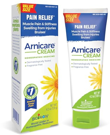 Boiron Arnicare Cream for Joint Pain, Muscle Pain, Swelling, Soreness, Stiffness, and Bruises - Fast Absorbing and Fragrance-Free - 4.2 oz