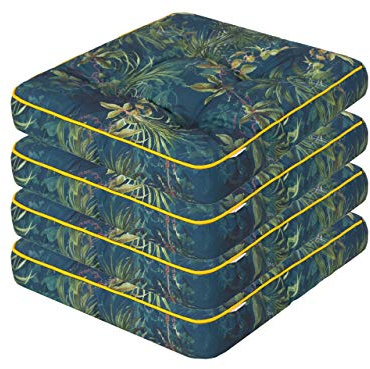 PillowPrim Set med 4 stolskuddar 49 x 47 cm sittkuddar, stoppade kuddar, utomhus/inomhus, trädgård, vinter, regn, fritid, sommar, sommarlov, grönt gräs