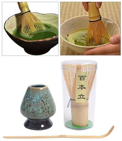 VITAU Set di Frusta Tradizionale per tè Matcha Portafrullino in Ceramica Set di frullino per tè Matcha