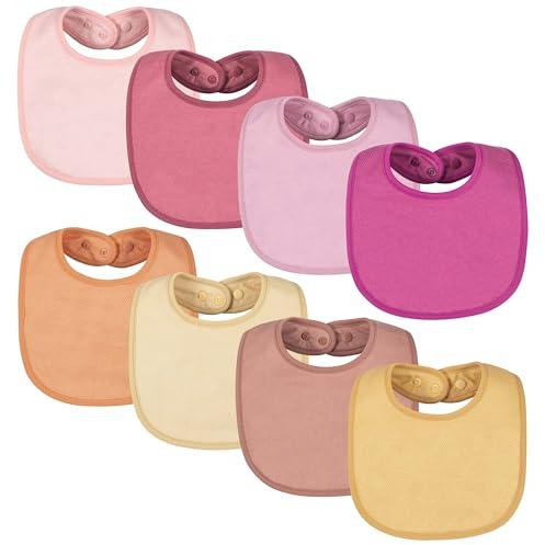 Tiny Twinkle Baby Feeding Bibs 8 Pack - Waterproof and Absorbent Infant Drool and Feeding Baby Bibs (Girl Set 8-Pack)