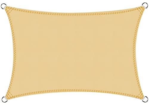 COOL AREA Sonnensegel Wasserdicht Rechteckig 2x4m Sonnenschutz UV Schutz Windschutz,Geeignet für Außenbereiche wie Garten und Balkone,Terrasse,Sand