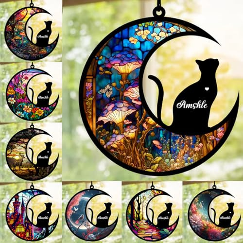 Personalisierte Katze Memorial Suncatcher, benutzerdefinierte Katze Memorial Geschenk, Haustier Verlust Ornament, Verlust der Katze Sympathie, Katze Beileid Geschenk, Katze Erinnerung Geschenk