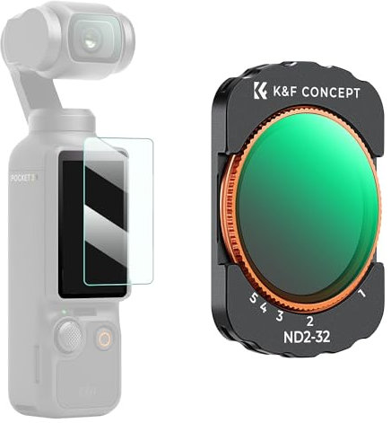 K&F Concept Filtre ND2-32 Variable Magnétique Compatible avec DJI OSMO Pocket 3 HD Nano-revêtements Étanche Anti des Rayures Léger