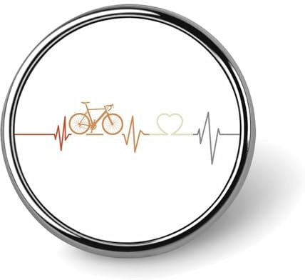 Spilla rotonda vintage con battito cardiaco in bicicletta, spilla da bavero, spilla da cravatta per donne, uomini, impiegati, insegnanti, decorazioni