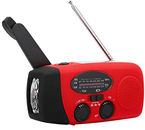 CCYLEZ Notfallradio, Solarlade, Notfallwetterradio mit LED-Licht, Handkurbelfunkgerät mit NOAA-Funktion