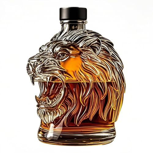 Lion Whiskey Bottle, Majestic Lion Silhouette, Creative Glass Decanter, Perfect for Whiskey, Wine, Scotch, Spirits