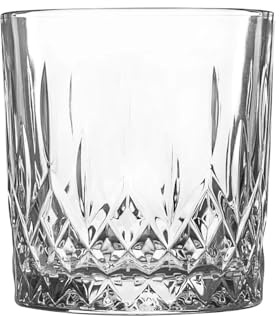 3 x LAV Odin Whisky Glasses 330ml Vintage Art Deco Style Diamond Cut Glass Tumblers for Whisky, Scotch, Bourbon, Cocktails, Juice, Water – Durable Glassware for Home Bar, Restaurants, Hotels