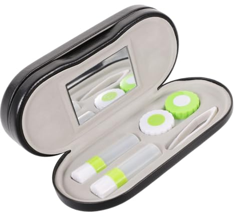 Beaupretty Portable Black Lens and Eyeglass Case 2-in-1 Travel Kit Lightweight Protective Storage for Lenses and Glasses Suitable for Home and Travel