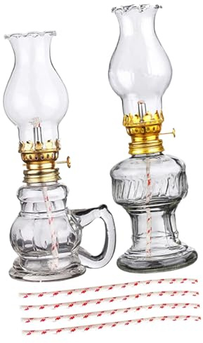 VALICLUD Lampe à Pétrole Rétro Verre Lanterne à Huile Vintage Éclairage De Bureau Décoration Intérieure