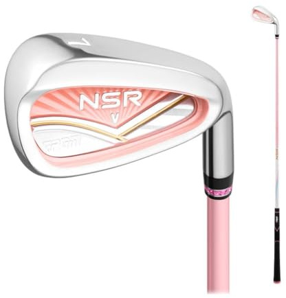 Ferri da golf professionali da donna #7 in ferro singolo a 32 gradi con albero in carbonio/acciaio per destrimani (con albero in carbonio, rosa)