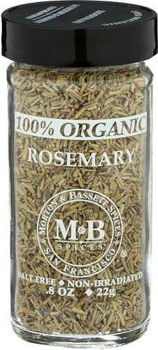 Morton & Bassett 100% Organic Rosemary | Aromatic Herb for Roasting, Soups & Breads | Gluten Free, Salt Free, Non-GMO | 0.8 oz Jar