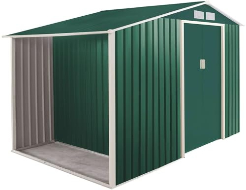 Garden Cottage Casetta Attrezzi in Lamiera Metalgreen L278 con legnaia - L278xP127xH195 cm