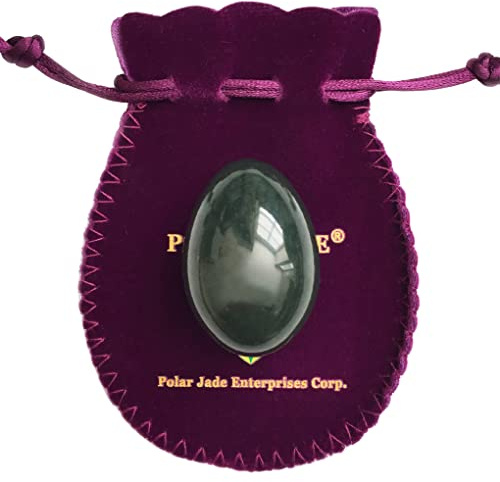 Echtes Nephrit-Jade-Ei, ungebohrt, für Meditation und Kristallheilung, von Polar Jade (Mittel, 43 x 30 mm)