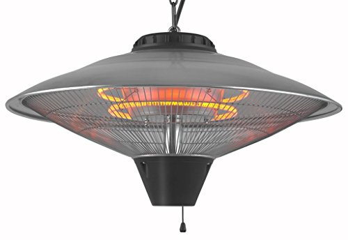 Eurom Partytent Heater 2100, Electric Carbon Terrace Heater, 15-20m² Range, Grey, 360° Heat Radiation, Hanging Mount, Indoor/Outdoor Use, 55x55x35cm