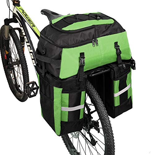 PELLOR 70L Waterproof 3 in 1 MTB Bike Rear Bicycle Pannier Bags Bike Rack Bag with Rain Cover (Green)