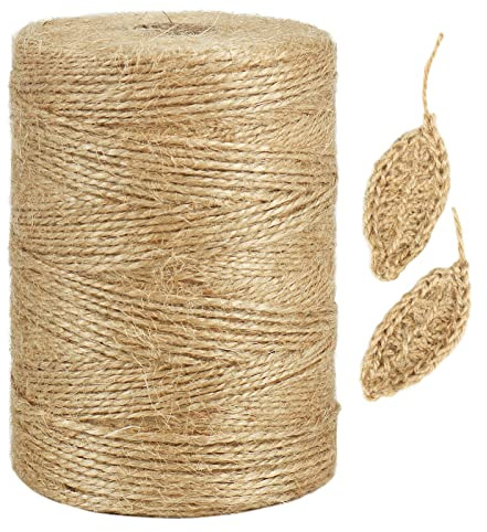 Tenn Well Natural Jute Twine, 984 Feet 2Ply 1mm Thin Brown Twine String for | for Crafts, Crocheting, Gift Wrapping, Gardening, Farmhouse Decor, Christmas Ornaments