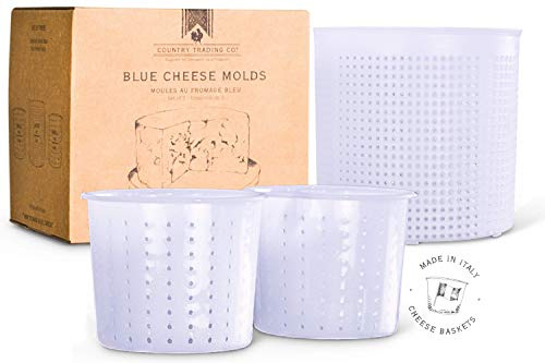 Country Trading Co. Cheese Molds Set of 3 for Making Blue and Hard Cheeses at Home - Quality Italian Baskets to Make Gorgonzola Colby Gouda Cheddar or DIY Organic Vegan Nut Cheese Maker