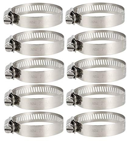 sourcing map 10 Stk Schneckenradschelle, 304 Edelstahl-Kraftstoffrohrschelle 27-51mm