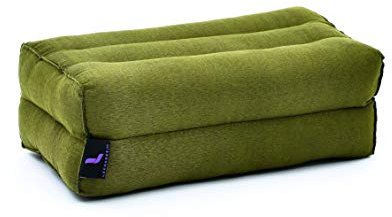 Leewadee Meditationskissen Yoga Block Zubehör Klotz Kissen Ökologisches Naturprodukt Thaikissen Nackenkissen, Kapok, 35 x 18 x 12 cm, Grün