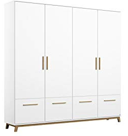 Rauch Möbel Carlsson, Kleiderschrank, Farbe Weiß, Breite 181 cm | Schrank, Kinderkleiderschrank, 4-türig, 4 Schubladen, für Schlafzimmer, Kinderzimmer, Babyzimmer, Garderobe, Flur