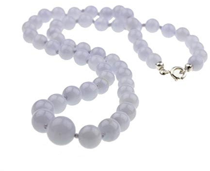 c-c Damen Edelstein Chalcedon hellblau/Länge 50cm / Sterling Silber