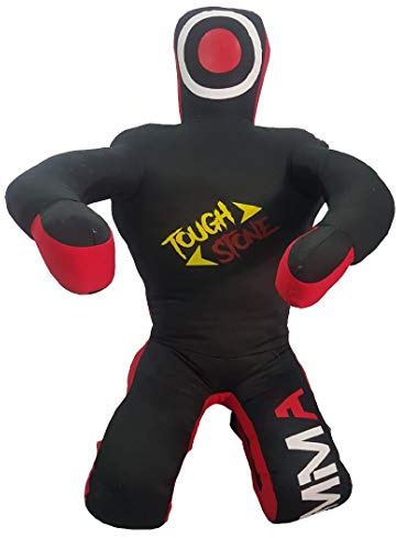 Tough Stone Muñeco de boxeo para artes marciales mixtas de lucha libre, MMA, Jiu Jitsu brasileño, Judo, Karate, lanzar y agarrar sin relleno (lona negra, 70 pulgadas)