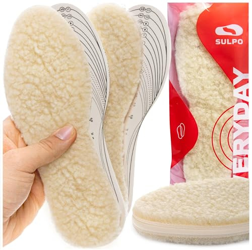 SULPO Innersulor med latexskum och fårull – självskärning – varma isolerande inlägg för vinter/stl. 32–46