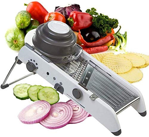 Mandoline Slicer Professional Julienne Edelstahlklinge Einstellbar 18 Verschiedene Funktionen Zum Schneiden Von Zerkleinerung Gemüse Zwiebel Kartoffel Manuell Einstellbare Lebensmittel Küchengeräte