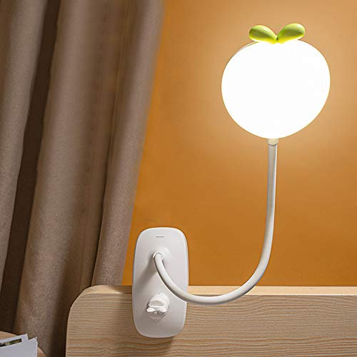 ACMHNC LED Lampe À Pince Pour Lit Enfant, Flexible À 360° Liseuse Lampe Clipsable 3 Modes Éclairage Et 5 Intensité Variable, Lampe De Bureau Led Sans Fil Rechargeable USB Pour Livre Au Lit,Blanc