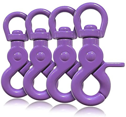 Scheren-Karabiner Haken mit Dreh-Gelenk/Dreh-Kopf für Hunde-Leine/Hals-Band 4er Set, Zinkdruckguss 61mm Länge, auch für Paracord 550 / Schlüssel-Anhänger, Farbe: Pastell-violett