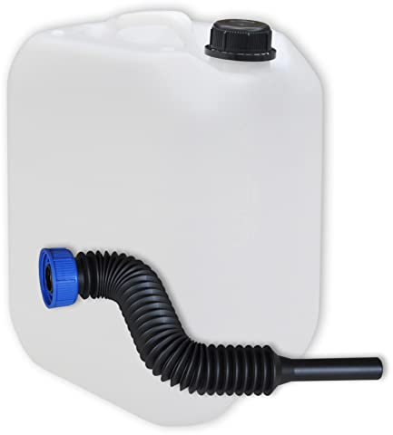 plasteo® Bidón vacío de plástico de 10 litros para AdBlue y muchos otros líquidos, con tapón de rosca y vertedor largo flexible, sin BPA, resistente y duradero, apto para alimentos