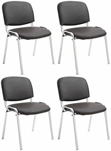 CLP 4er Set Stühle Ken Chrom Kunstleder I Gepolsterte Sitze I Stapelbar, Farbe:braun
