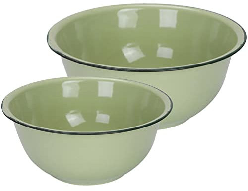 BESTonZON 2 St¨¹ Emaille Sch¨¹ssel Vintage Emaille Geschirr Suppensch¨¹ssel ¨¹slischalen Salat Serviersch¨¹ Speiseteller F¨¹r Die K¨¹che Zu Hause Gr¨¹n